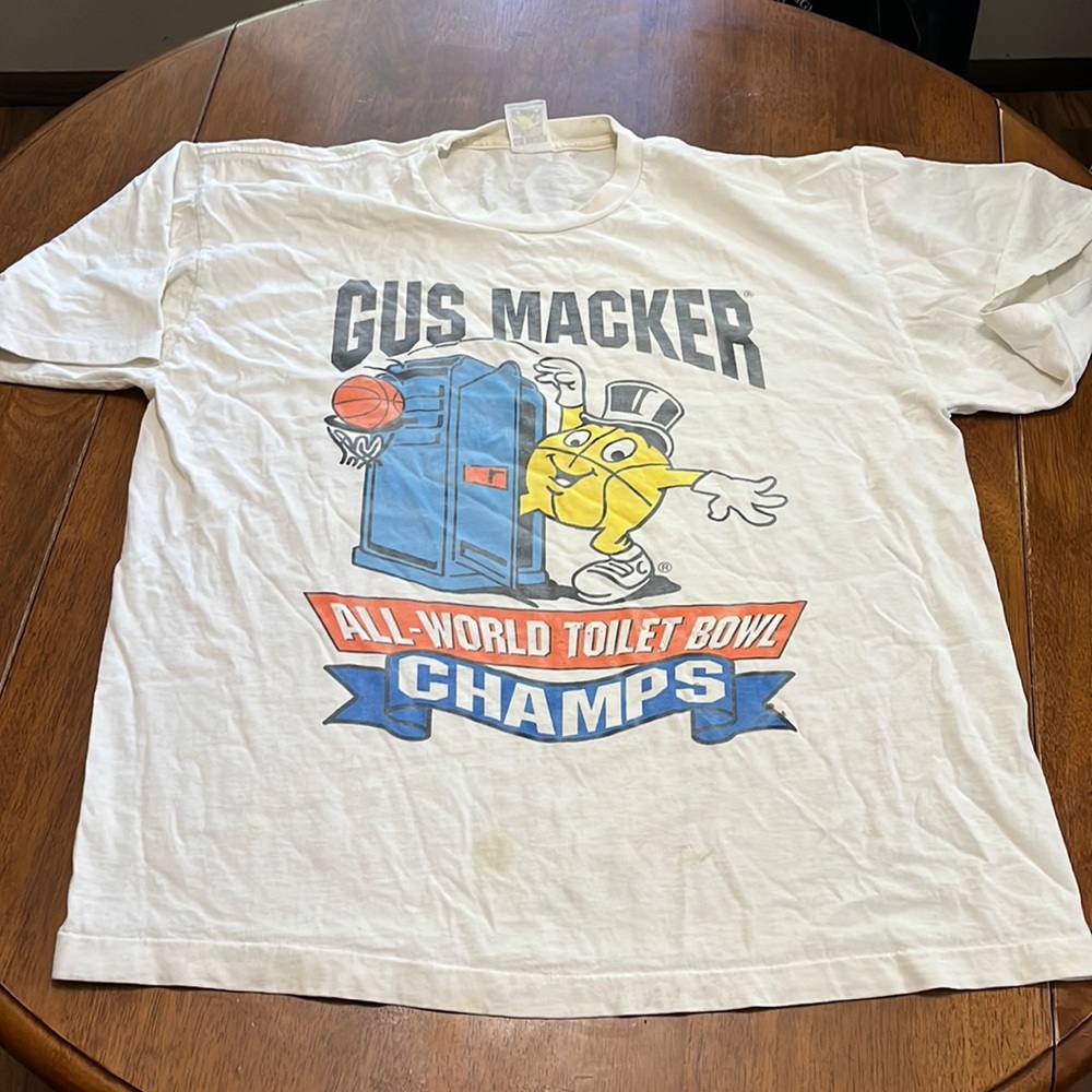 Vintage GUS MACKER xl Tshirt All - World Toliet Bowl Champs